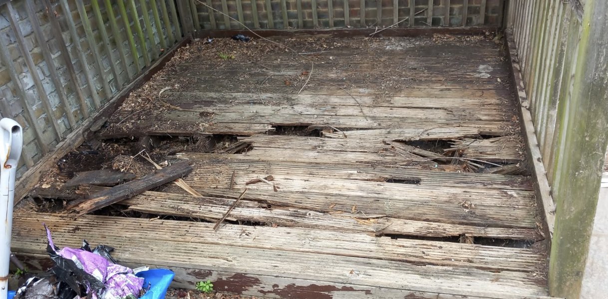 Rotten boards out, new deck in before