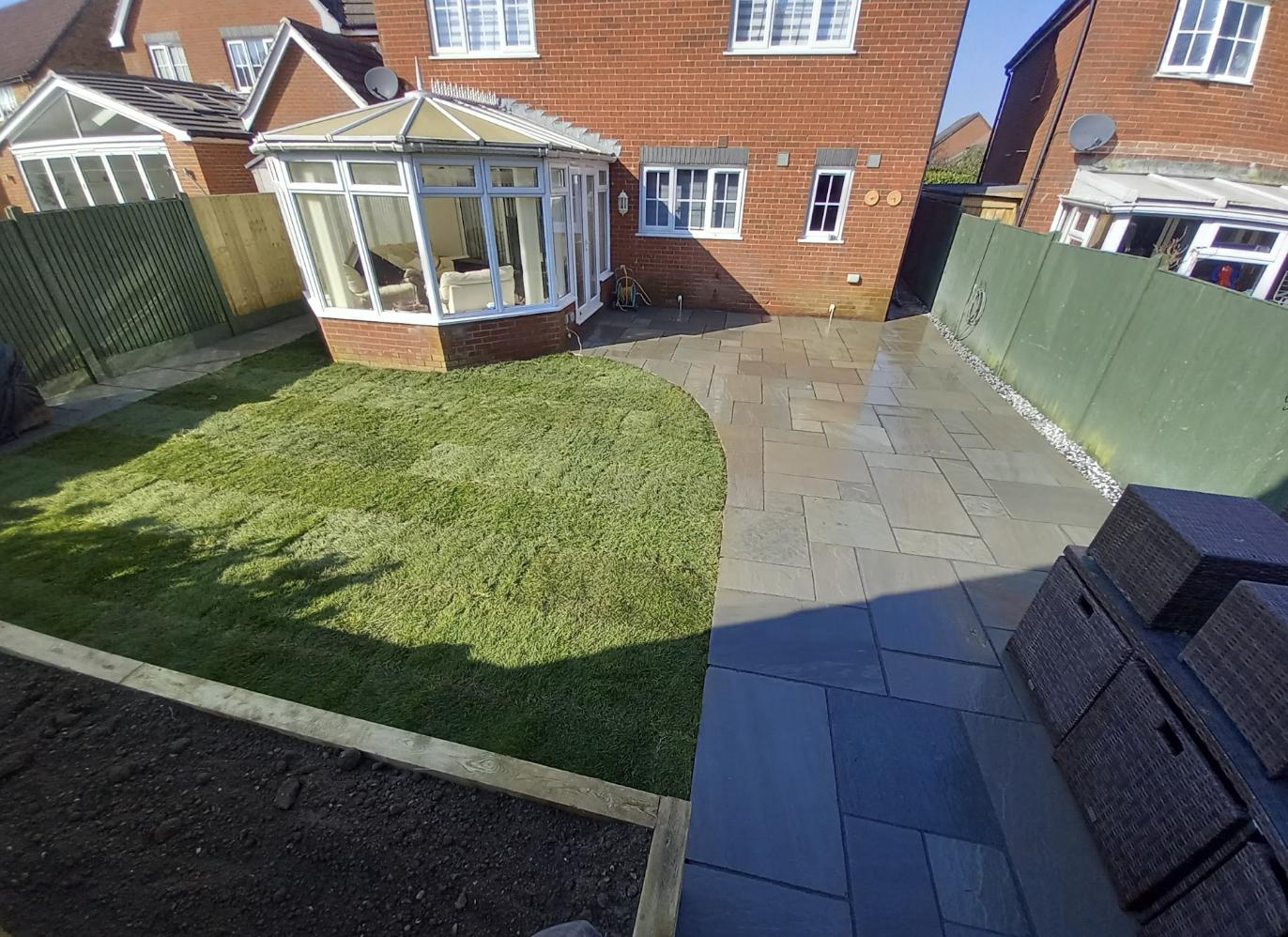 Finished garden renovation with conservatory, Hythe